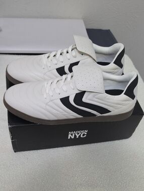 Madden NYC White & Black Men's Low-Top Sneakers
